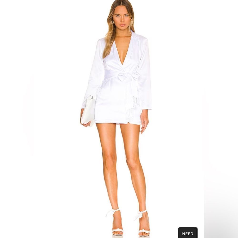 NWT MORE TO COME Shanelle Blazer Fringe Dress in White Size S
SOLD AT REVOLVE